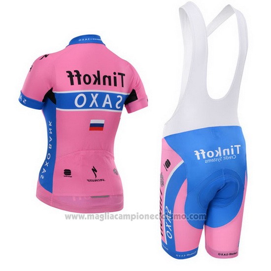 2015 Abbigliamento Ciclismo Donne Saxo Bank  Fuxia Manica Corta e Salopette